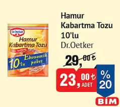 DR. OETKER HAMUR KABARTMA TOZU 10'LU fiyat ve kampanya bilgisi